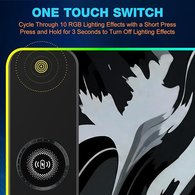TARKARI Magnetic Wireless Charging RGB Mouse Pad Large Gaming Desk Mat Waterproof 31.5x11.8 Black Mousepad Ultra-Smooth Surface Non-Slip Rubber Base Desk Pad for Keyboard Laptop