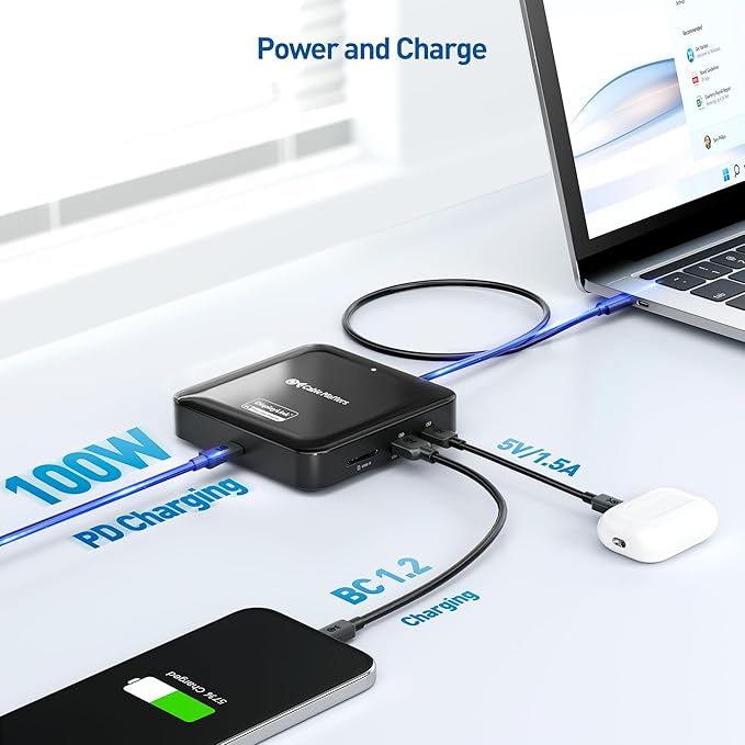 Cable Matters 7-in-1 Dual 4K 60Hz USB C DisplayLink Dock (DisplayLink Docking Station) with 2x DisplayPort Gigabit Ethernet 10Gbps USB SD Reader100W PD for MacBook All M1M2M3M4 Models &amp Win