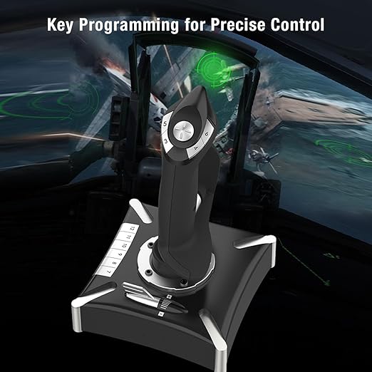 Xiuganpo Stick Throttle and Control Panel with 8 Way Hat Simulated Throttle Rudder and 16 Key Functions Simulator Controls Joystick Simulator Controls Vibration Stick for