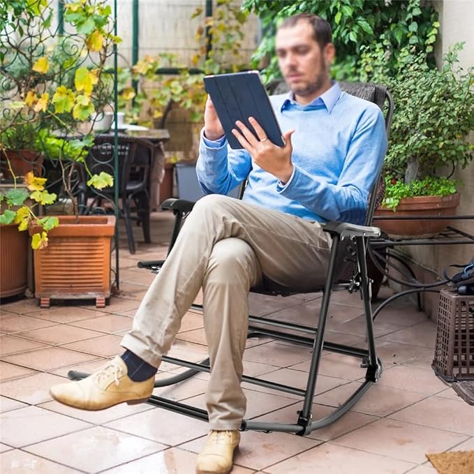 Office Chair Gaming Chair Computer Chair Patio Camping Rocking Chair Folding Rocking Chair Footrest Blue