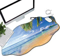 Beach Palm Desk Mat Mouse Pad 35.4X15.7 XL Extended Mousepad Huge Mouse Pads with Stitched Edges Desk Pad for Work Game Office Home