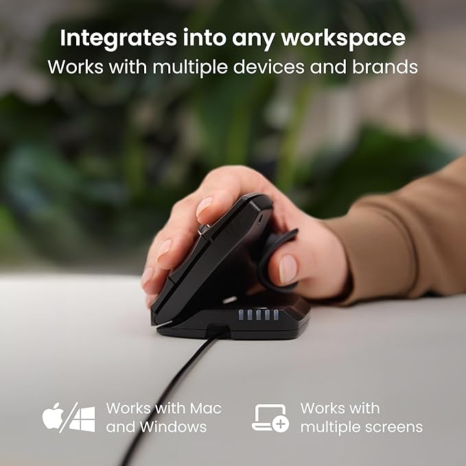 Contour Unimouse Ergonomic Vertical Mouse Adjustable 35°-70° Tilt Angle 6 Programmable Buttons for Productivity Customizable Thumb Rest for Wrist Pain Relief | Plug &amp Play Mac/PC - Wired - Right