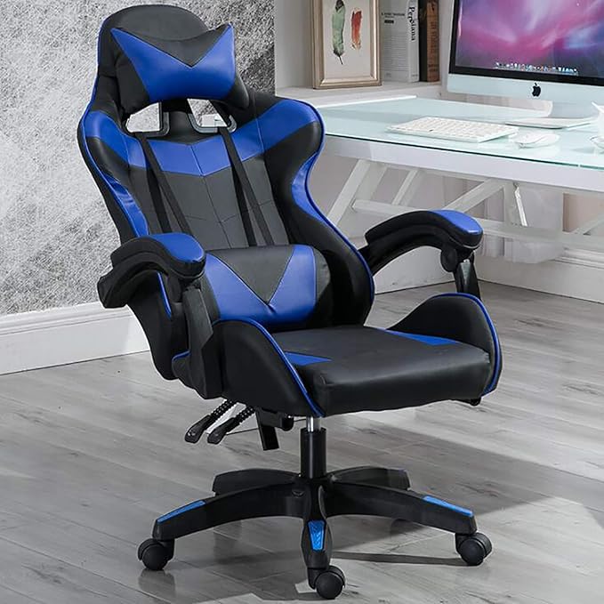 Office Chair Gaming Chair Computer Chair Andrgonomic Swivel Computer Chair with Headrest FootrestHigh Back Gaming Chair Racing Game ChairHeight Adjustable Gamer Chair PU Leather Office Cha