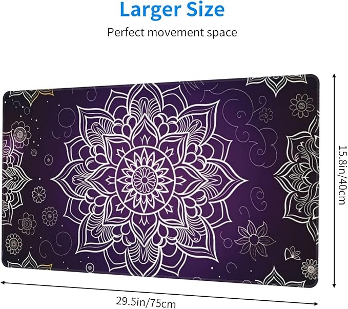 Floral Mandala Boho Desk Cover MatExtended Large Mouse PadComputer Laptop Mat Desk Decor for Office Game Home 30x16 Inch