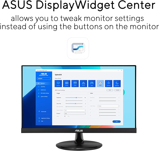 ASUS 22” 1080P Eye Care Monitor (VP227HF) - (21.45-inch viewable) Full HD 99% sRGB Frameless 100Hz Adaptive-Sync 1ms HDMI Low Blue Light Flicker Free VESA Wall Mountable 3 yr Warranty