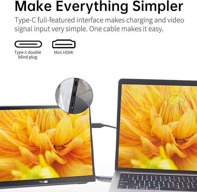 10.5 Portable Monitor 3:2 1280P FHD IPS Display with HDR10 420 Nits 60Hz Dual USB-C &amp Mini HDMI Adjustable Stand Ultra-Slim Mini Screen for Laptop PC Phone Game Consoles Raspberry Pi