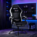 Gaming Chair for Adults with Footrest Lumbar &amp Headrest High Back Recliner Gamer Chair with Metal Legs 360° Swivel Height-Adjustable Leather Office Computer Chair (White)