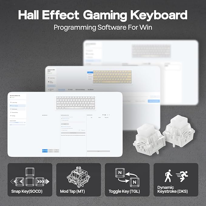 EPOMAKER Aula MINI60 HE Hall Effect Gaming Keyboard 2.4GHz/BT 8K Hz Polling SOCD &amp DKS Adjustable Actuation &amp Fast Trigger PBT Keycap 60% Wireless Mechanical Keyboard for Win/Mac (Standa