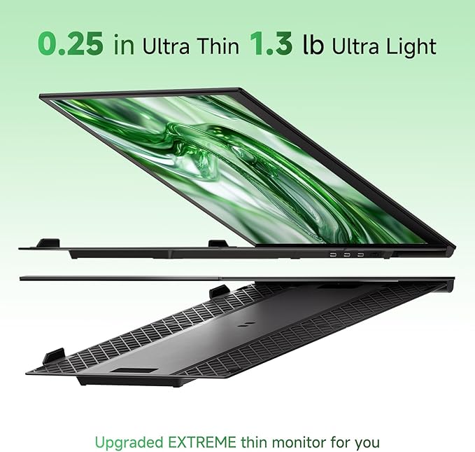 Laptop Screen Extender - 14” Ultra Thin and Light Travel Monitor for Laptop FHD 1080P Portable Second Monitor IPS Screen Display Plug &amp Play for Mac Windows Android iOS