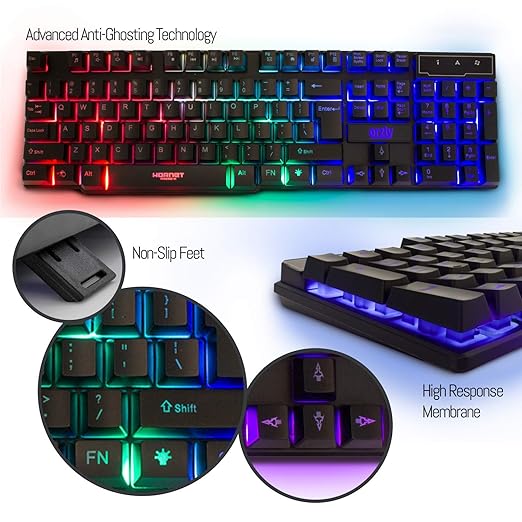 Gaming Keyboard and Mouse and Mouse pad and Gaming Headset Wired LED RGB Backlight Bundle for PC Gamers and Xbox and PS4 Users - 4 in 1 Edition Hornet RX-250