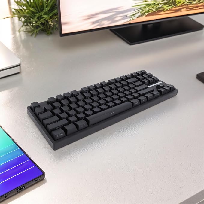 Zunate 87 Key Gaming Mechanical Keyboard Red Switch RGB Backlit Wire Less 2.4G Bluetooth Type C NKRO for Computer Laptop PC 2000 ME Vista 7 8 10 HarmonyOS OS X