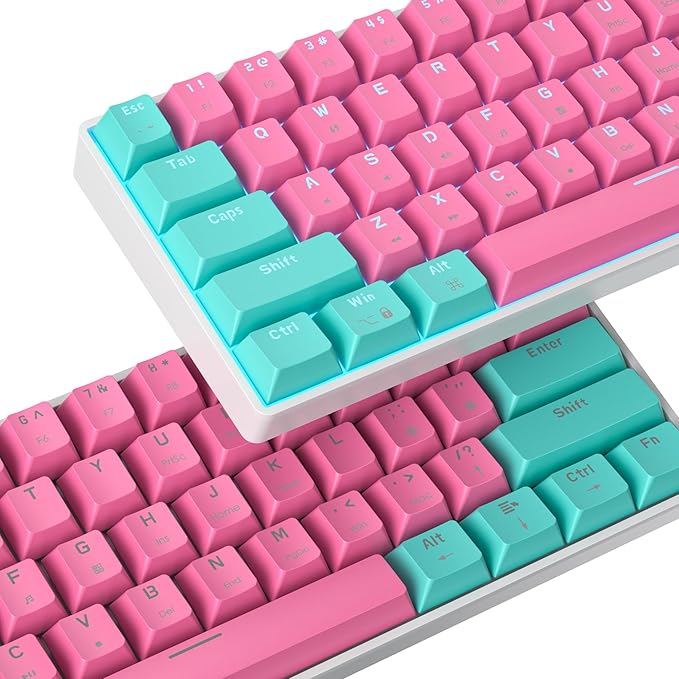 60 Percent Gaming Keyboard 61 Keys Wired Mechanical Keyboard Ultra Compact Keyboard Red Switch LED Backlit for Windows Laptop Gamer(61 Miami)