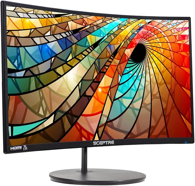 Sceptre 27 Curved 75Hz LED Monitor C278W-1920R Full HD 1080P HDMI DisplayPort VGA Speakers Ultra Thin Metal Black 1800R immersive curvature 2018Metallic Black