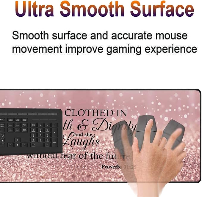 Extended Gaming Mouse Pad with Seam Long XL Desktop Keyboard Pad Suitable for Work/Game/Office/Home Butterfly Wrist Rest Pad and Coaster Bible Verses Proverbs 3125