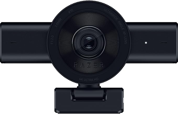 Razer Kiyo V2 Streaming Webcam: 4K 30 FPS 1080p 60 FPS - AI Powered Auto-Framing - Built-in Microphone - Ultrawide Angle Lens - Privacy Cover - Works with OBS Xsplit Discord Zoom Teams - Black