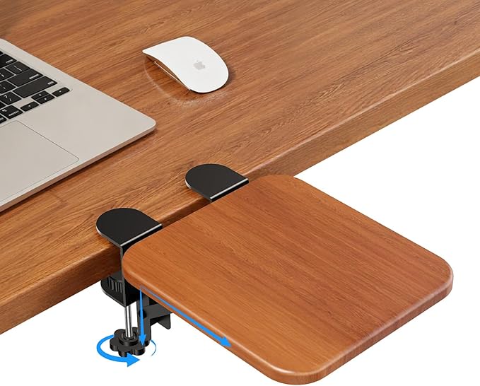 Ergonomic Desk Extender Tray 8.2x7.6 Table Mount Arm Wrist Rest Shelf 90° Foldable Elbow Support Sturdy Mouse Arm SupportClamp on Computer Arm Rest for Desk Office &amp Home UseWood