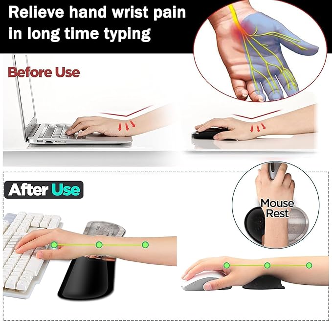Large Gaming Mouse Pad+ Keyboard Wrist Rest Set Ergonomics Memory Foam Mouse Mat Wrist Rest Support Waterproof Extended Mousepad 31.5x11.8in African American Women Black Girl Black Desk Pad