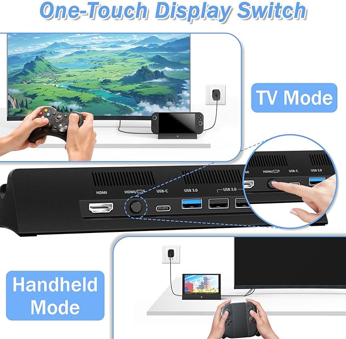 Switch 2 Camera TV Dock Station for Switch 24K@120Hz TV Dock Station 360° Adjustable Webcam with Privacy Cover Multi-Port Docking Station Replacement for Official Switch 2 Dock