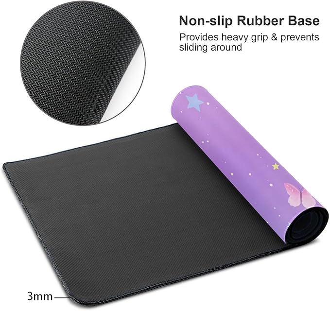 Purple Star Butterfly Desk Cover MatExtended Large Mouse PadComputer Laptop Mat Desk Decor for Office Game Home 30x16 Inch