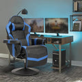 Gaming Chair Reclining Gaming Chair with Footrest PU Leather Game Chair Recliner with Massage Swivel Recliner Gaming Chairs for Adults with Cup Holder Lumbar Support Side Pouch (Blue)