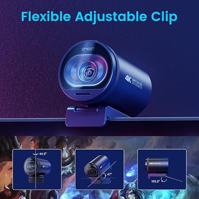 EMEET S600 4K Webcam for Streaming - Sony 1/2.55'' Sensor PDAF Autofocus 1080P@60FPS 2 Noise Reduction Mics Built-in Privacy Cover 73° FOV Streaming Camera for Live Commerce/Gaming/Beauty