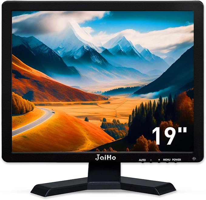 JaiHo PC Screen 19 Inch 4:3 Monitor 1280x1024 Color LCD Screen HD PC Monitor with HDMI/VGA/AV/BNC/USB for Raspberry Pi Computer Xbox Two Speakers VESA