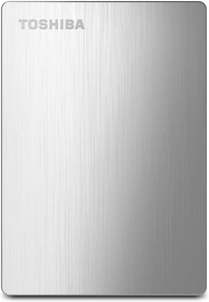Toshiba Canvio Slim II 1TB Portable External Hard Drive Silver (HDTD210XS3E1)