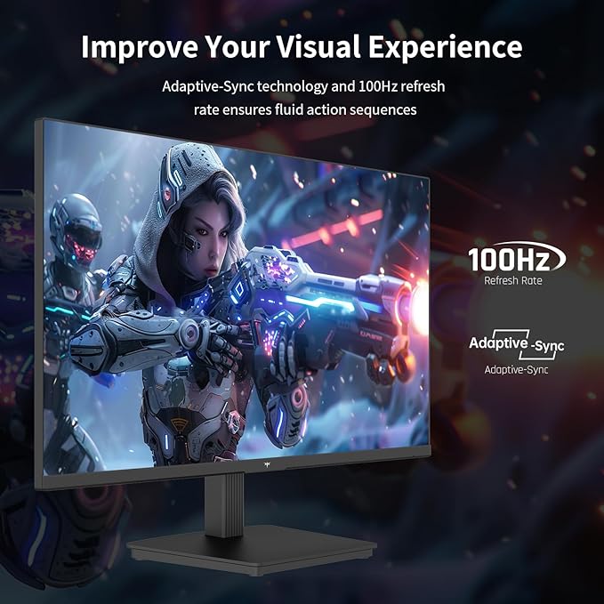 KTC 24 Inch QHD 2560x1440 IPS Computer Monitor 100Hz Zero-Frame 2K Gaming Office Monitor Adaptive Sync HDR10 VESA Tilt Adjustable Low Blue Light DisplayPort HDMI H24T27