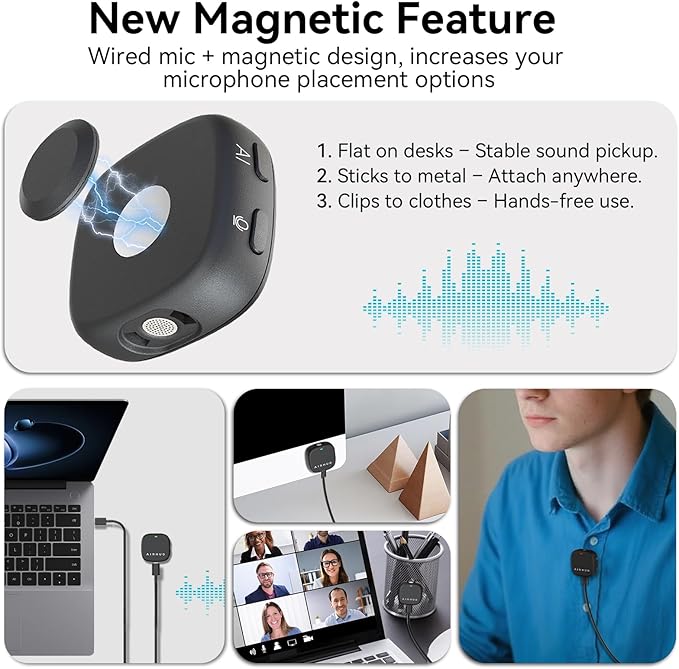 AIRHUG 3 in 1 1080P Webcam with Conference USB Microphone