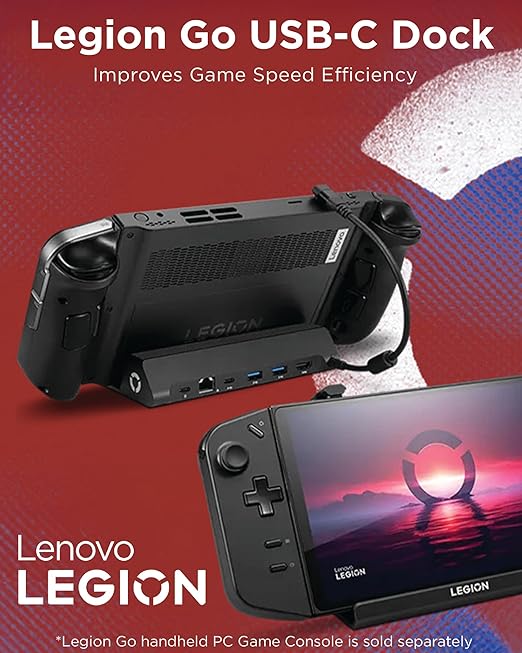 Legion Go USB-C Hub Dock for Legion Go – 6-in-1 Dock Port Expansion Charging Video Ethernet Support