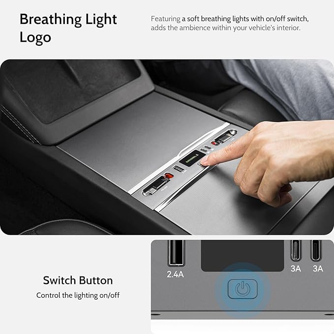 125W Max Retractable USB Hub Tesla New Model 3 Highland (2025/2024) Accessories Super Fast Charger Up 65W for MacBook Pro/Air/iPhone 16/15/Samsung Series 5 in 1 Docking Station