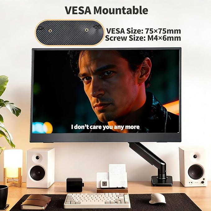 15.6 Inch Portable Monitor 1080P FHD 60Hz IPS Screen 72% sRGB HDMI USB-C External Monitor for Laptop PC MacBook Phone Xbox PS5/4 Travel Second Display with Kickstand
