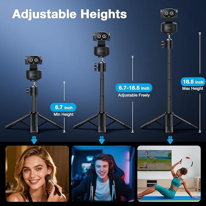 EMEET PIXY Dual-Camera AI-Powered PTZ Camera 4K with Tripod AI Tracking PDAF&ampAI Autofocus 0.2s 1/2.55'' Sony Sensor 3 Mics Presets 4K Webcam for Streaming OBS/Twitch/Switch 2 Compatible