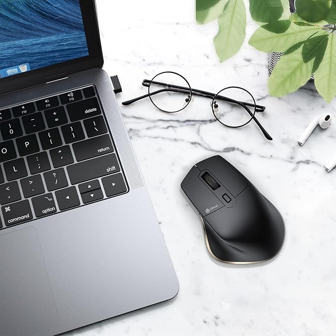 iClever Wireless Mouse with Bluetooth or USB Receiver 5 Adjustable 2400DPI Rechargeable Computer Mice Wireless Mouse for Laptop iPad MacBook Tablet PC