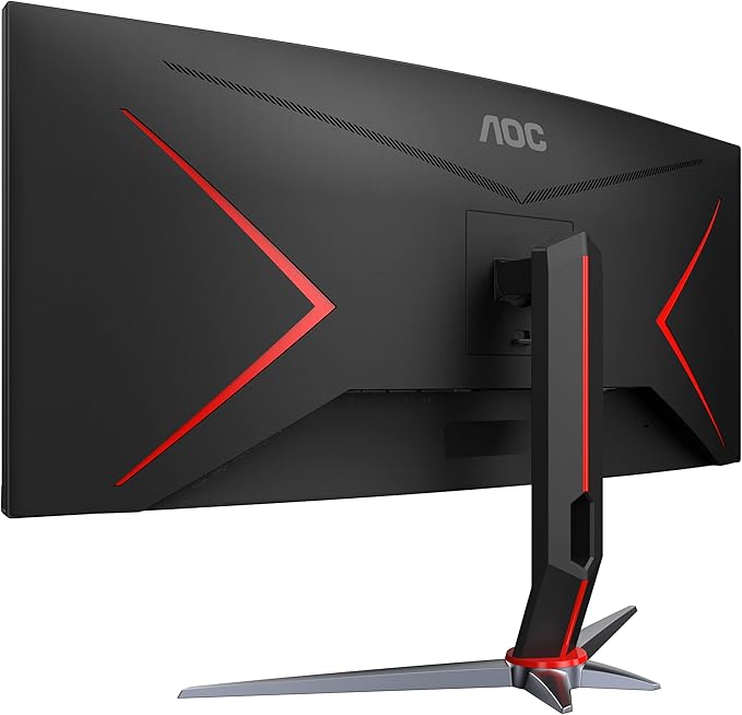AOC CU34G2X 34 Curved Frameless Immersive Gaming Monitor UltraWide QHD 3440x1440 VA Panel 1ms 144Hz Adaptive-Sync Height Adjustable 3-Yr Zero Dead Pixels Black/Red