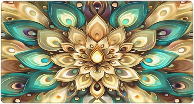 Mandala Boho Floral Desk Cover MatExtended Large Mouse PadComputer Laptop Mat Desk Decor for Office Game Home 30x16 Inch