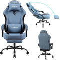 Gaming Chair Video Gaming Chairs for Adults Fabric Comfortable Computer Chair with Footrest Pocket Spring Cushion High Back Ergonomic Gamer Chair with 360° Swivel Seat for Office (Blue)