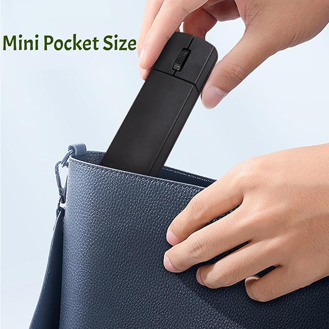 Ultra Small Bluetooth Wireless MouseDual Mode (Bluetooth+2.4G) Silent Rechargeable Mouse with Case1200 DPI Small Portable Mini Pocket Travel Cordless Mice for PC Computer Laptop MacBook Chromebook