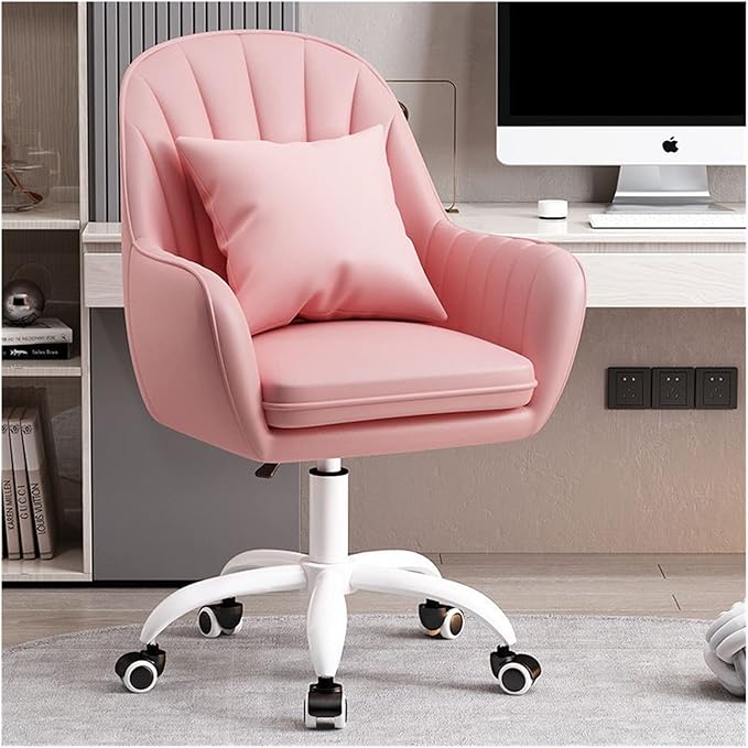 Adjustable Office Computer Chair with Armrest Chair Home Backrest Comfortable Office College Student Girl Dormitory Study Makeup(Pink)