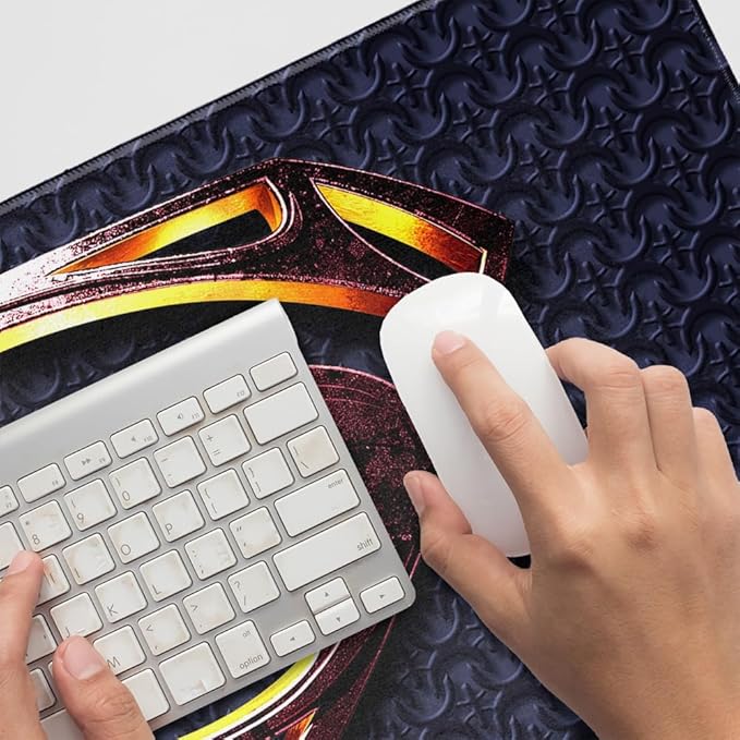 Justice League Movie Superman Logo Large Gaming Mouse Pad Desk Mat with Stitched Edges Non-Slip Base for Gamer Home and Office 31.5 x 15.7