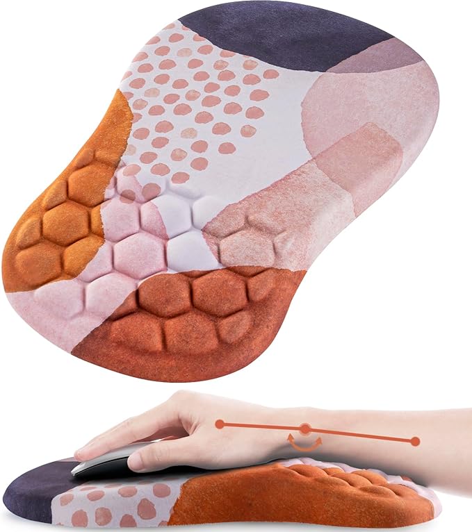 Mouse Pad Wrist Support Ergonomic Mouse Pad with Wrist Rest Comfortable Computer Mouse Pad for Laptop Pain Relief Mousepad with Non-Slip PU Base Boho
