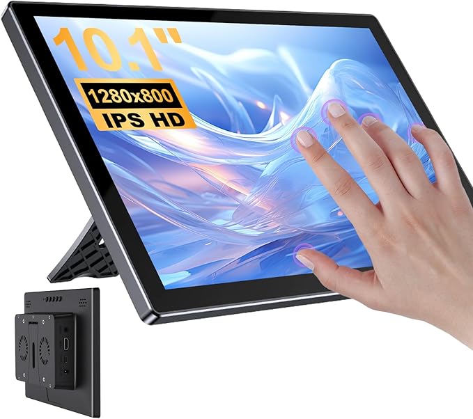 10.1 Inch Touchscreen for Raspberry Pi5-Point 1280 * 800 IPS touchscreen Portable Monitor with HDMI Interface Dual-Speaker for Raspberry Pi 5/4B/3B+/3B/B+ Jetson Nano Win11/10/8/7(10.1 1280*800)