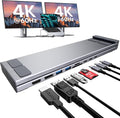 USB C Laptop Docking Station Stand Dual Monitor Single 8K for Windows DP 1.4 or Dual 4K for Win and Mac 9 in 1 USB C Hub with HDMI+DP 2*USB 3.0 PD 100W USB C 3.0 SD/TF Universal Dock Station