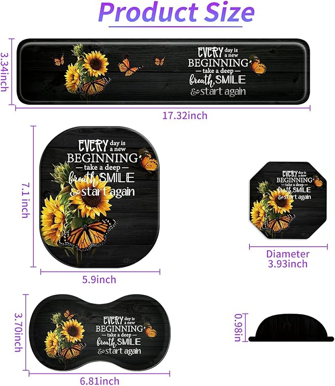 Sunflower Keyboard Wrist Rest Pad + Small Mouse Pad + Wrist Rest Pad + Cup Coaster Set Inspirational Quotes Ergonomic Wrist Rest Support Gel Pad Pain Relief Memory Foam Set for Gaming Office