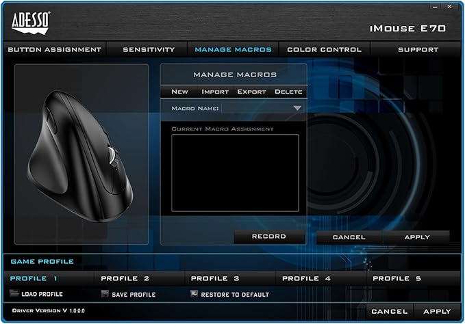 Adesso iMouse E70-2.4GHz Wireless Ergonomic Vertical Left-Handed Mouse
