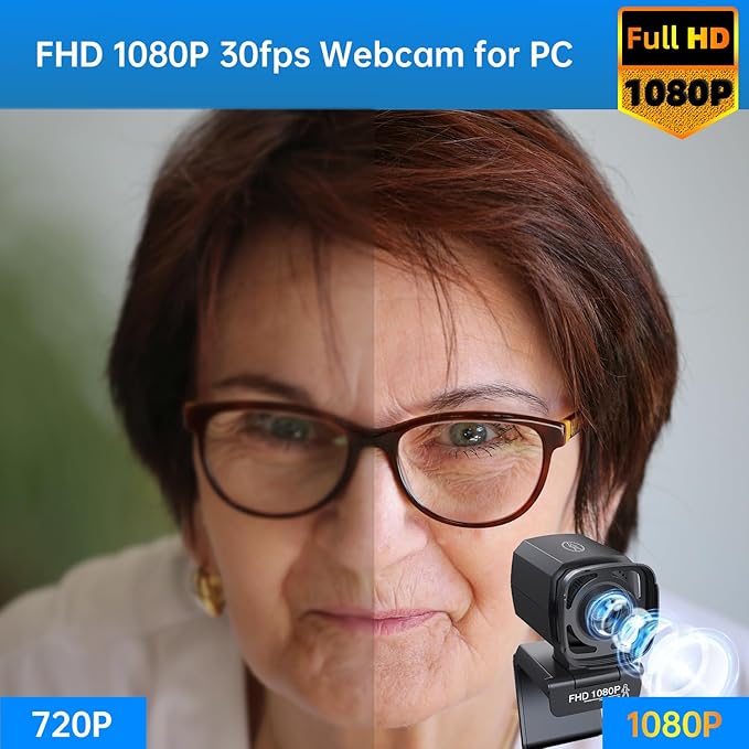 Auto Tracking Webcam: Full 1080P HD Computer Camera with Built-in 2 Microphones Remote Control Privacy Shutter WDR 73° View External USB Web Cam for Desktop PC Laptop