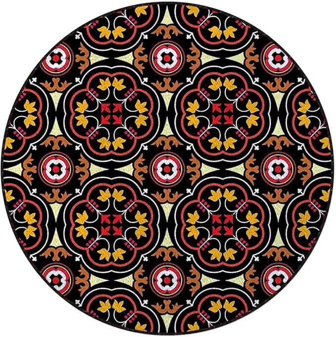 African Protectors Mats Desk Chair Mat for Rolling Chair Anti-Slip Computer Chair Mat Low Pile Carpet Mats for Home Office African Style Stripes in Diamond PatternMulticolor Diameter 43.3 in