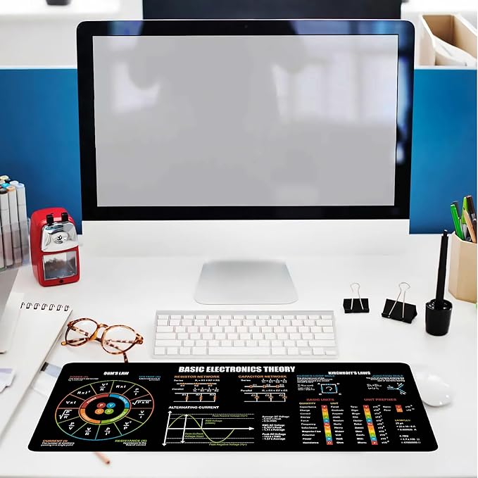 Basic Electronic Theory Mouse Pad Perfect for Students Engineers &amp Technicians with Circuit Design &amp Electrical Reference Essential Computer Accessories for Study Work and Reference Purpo