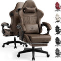 GTPLAYER ACE-PRO Music Gaming Chairs – Built-in Speakers App Support &amp Bluetooth Control Computer Game Chairs with Footrest for Adults Ergonomic Reclining Silla Linkage Armrest Light Brown