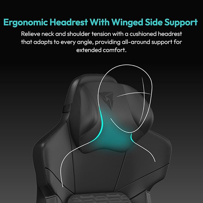 ThunderX3 CORE Gaming Chair for Adults Ergonomic Office Chair High Back Desk Chair Synchronous Tilt Forward Tilt 360° Self-Adjusting Lumbar Support Multipurpose Footrest Leather Racer Black